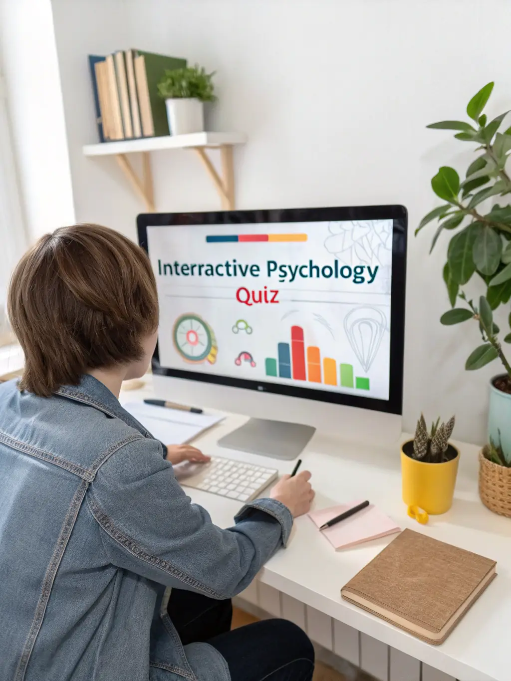 A person thoughtfully completing a mental health assessment on a tablet, with a calm and focused expression.